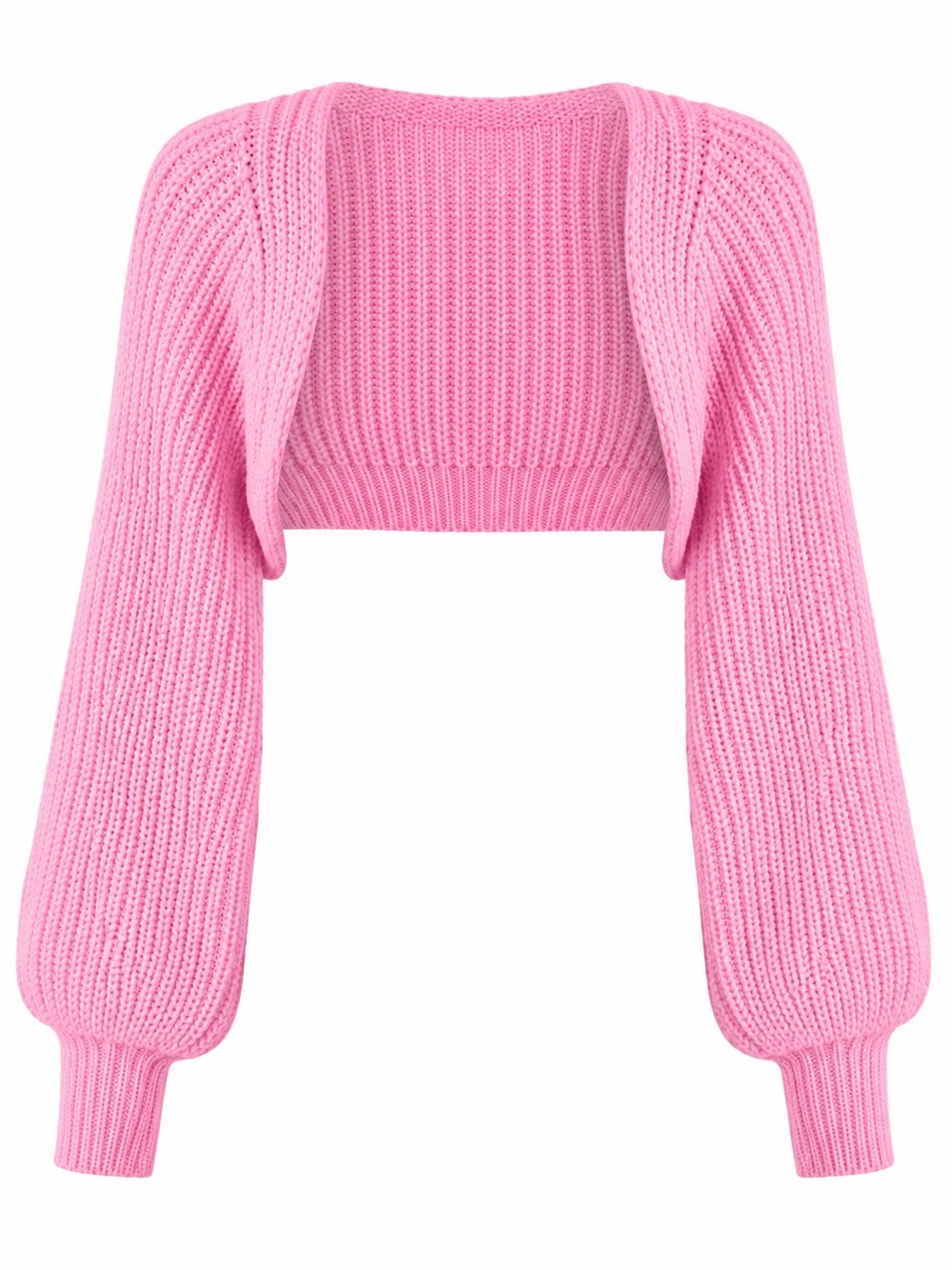 Cropped Pink Knit Shrug Sweater - Women